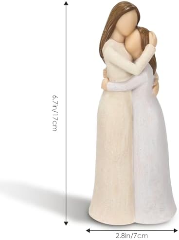 Mother and Daughter Figurines Heartwarming Resin Sculpted Hand-Painted Decoration