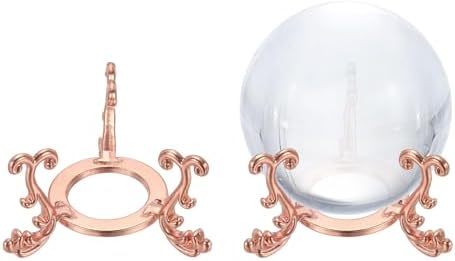Uxcell 2pcs Metal Crystal Ball Display Stand Rose Gold
