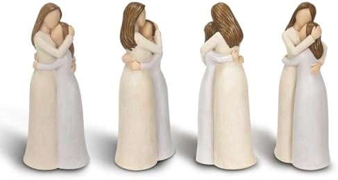 Mother and Daughter Figurines Heartwarming Resin Sculpted Hand-Painted Decoration