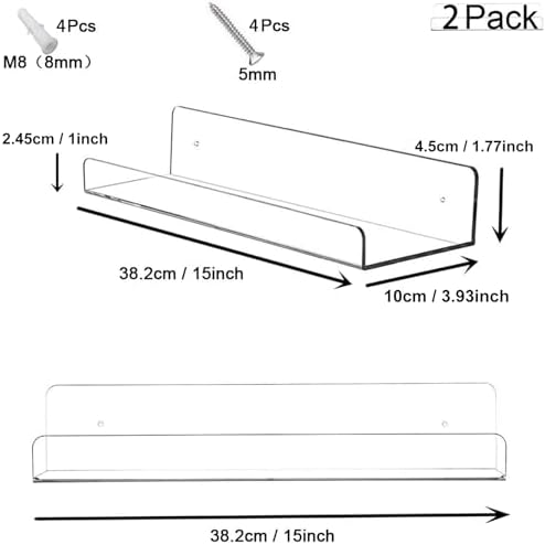 Cerpourt Clear Floating Shelf Set 2 Pack