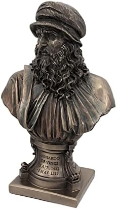 Italian Renaissance Artist Leonardo Da Vinci Figurine Bronze Resin Stone Bust Statue