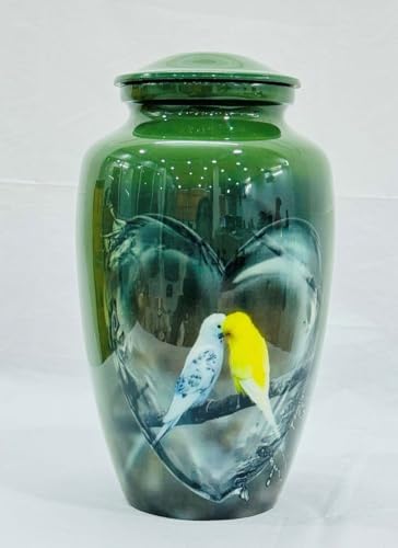 Love Bird in Water Heart Urns for Humans and Pets