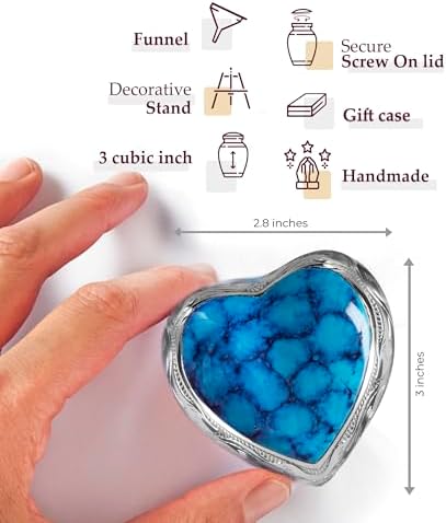 Trupoint Memorials Small Blue Heart Urn with Stand