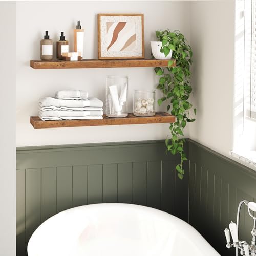 HOOBRO Floating Shelves for Wall Set of 2 315 Inch Rustic Brown