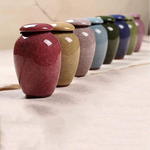 Small Cremation Urns for Human Ashes Yellow Ceramic Display Urn