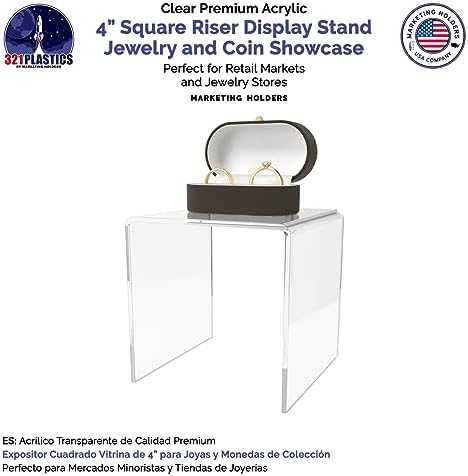 Marketing Holders Clear Acrylic Riser Stand 4 Inch Square