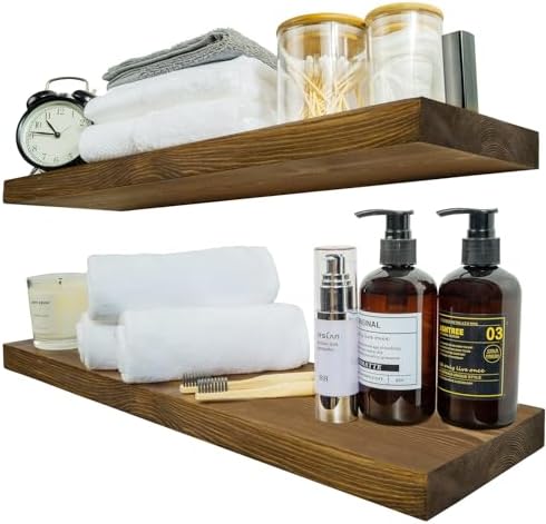 BGMG Wood Floating Shelves 24 Inch Set of 2 Walnut