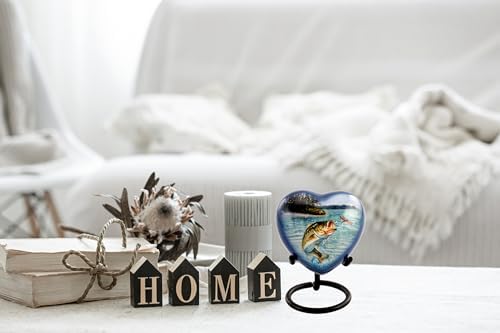 Bass Fishing Urn for Human Ashes - Handcrafted Cremation Urn with Velvet Case
