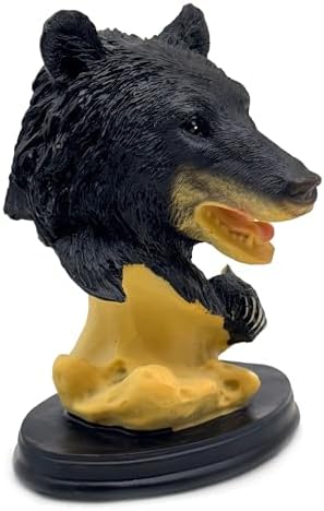 Black Bear Head Statue Resin Figurine Collectible Decor