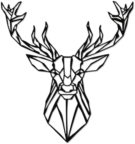 Geometric Deer Wall Art in Matte Black