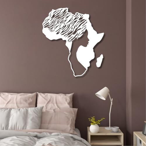 Yemwot African Woman Metal Wall Map Art - Gold 29x33 Inch