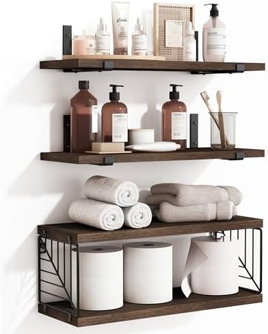 Fixwal 31 Tier Floating Shelves Over Toilet Dark Brown