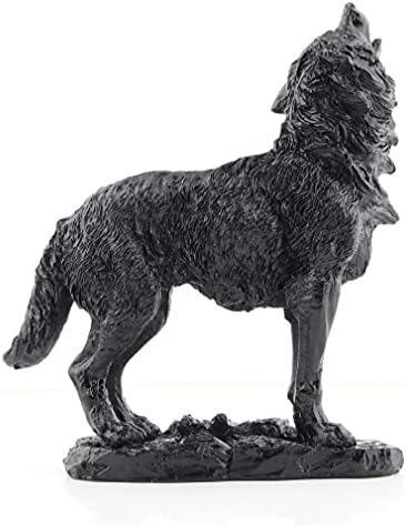 Black Howling Wolf Statue for Home Decor