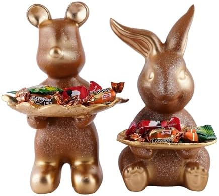 SILKBYTE Golden Rabbit Decorative Showpiece Pair