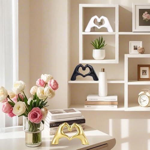 Pink Heart Hands Sculpture for Home Decor