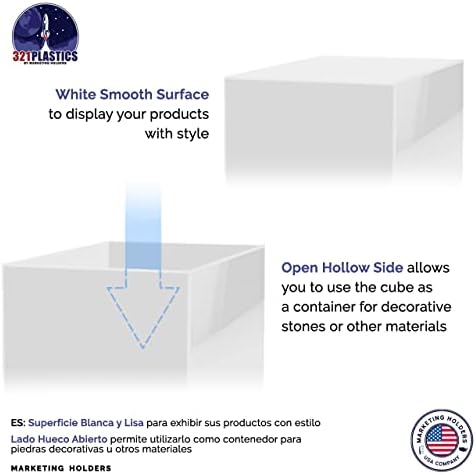 4 Pack 12 Inch White Acrylic Display Box with Open Side