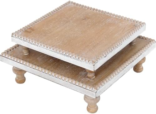 SwallowLiving Rustic Square Wood Tray Riser