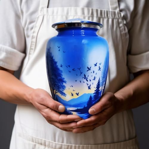 Artsymade Heaven Scenery Cremation Urn for Adult - Blue