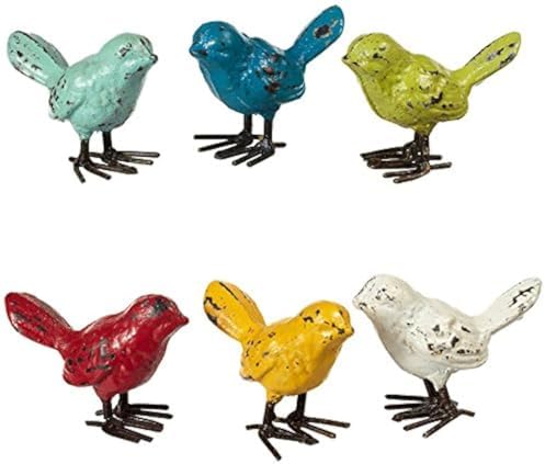 Mini Cast Iron Bird Figurine 2 Inch Yellow