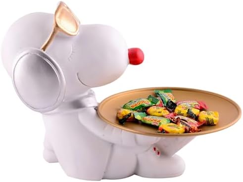 White Resin Dog Statue Home Decor 8 Inches