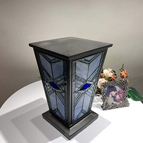Bieye Blue Stained Glass Cremation Urn 7x11 Inch