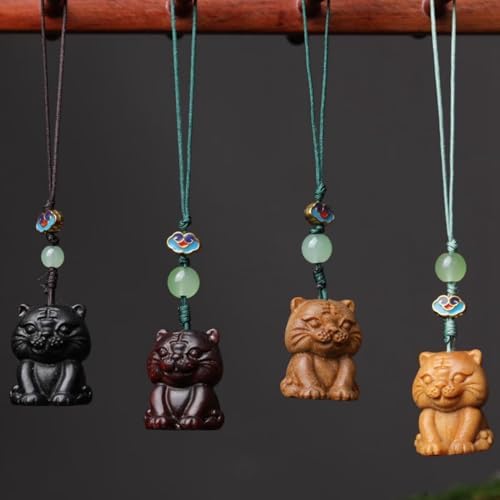 Tiger Wood Carving Home Decor Keychain Mobile