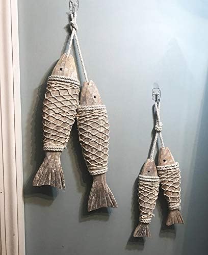 Antique Wood Fish Wall Hanging Decor Sculpture