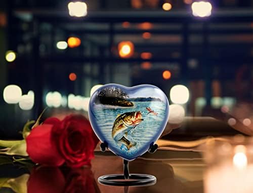 Bass Fishing Urn for Human Ashes - Handcrafted Cremation Urn with Velvet Case