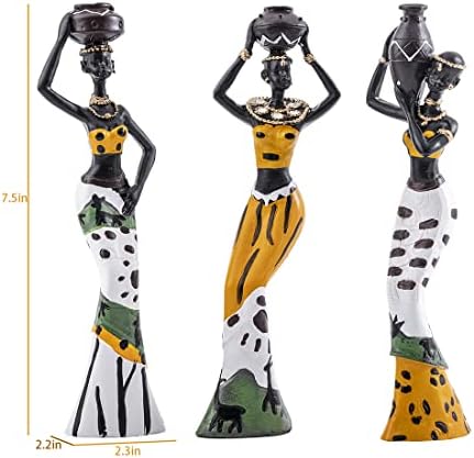 Galiyen 3 Pack African Tribal Lady Figurines Home Decor