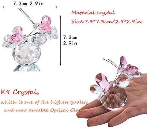 HD Pink Crystal Butterfly Figurine with Crystal Ball Base