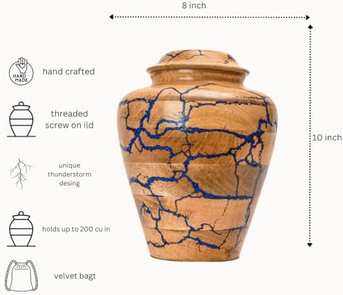 S J HANDICRAFTS Large Wooden Urn for Cremation Ashes