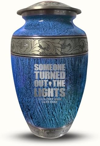 Personalized Large Adult Cremation Urn with Funny Engraved Design 200 Cubic Inches Blue