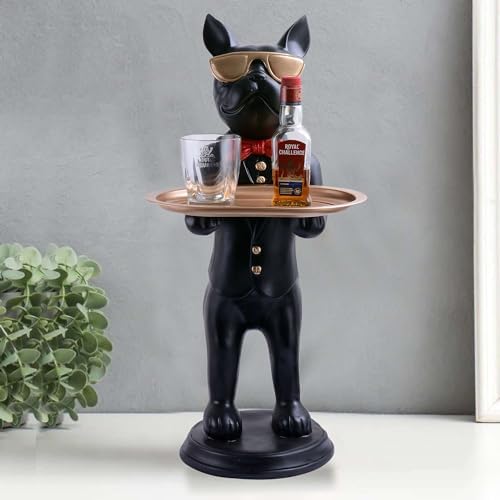 SIVANI Cool Dog Sculpture with Plate for Home Decor