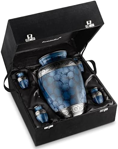 Reminded Set of 5 Decorative Cremation Urns - Blue