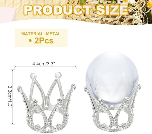 Uxcell 2pcs Metal Crystal Ball Display Stand Silver