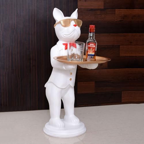 Cool Dog Sculpture with Plate for Home Dcor