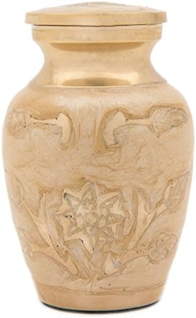 Casket Depot Eternity Cream Gold Brass Urn with Engraved Gold Leaf Sprigs