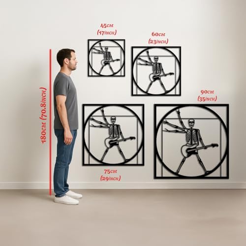 Rock Skeleton Vitruvian Wall Art - Metal Music Decor