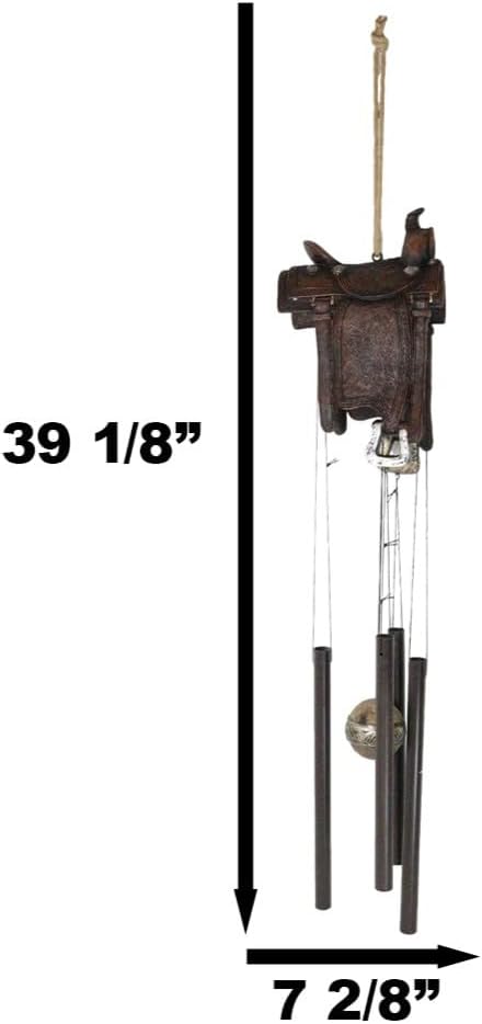Ebros Gift Rustic Horse Saddle Wind Chime Decor