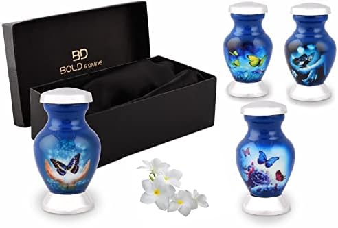 Butterfly Theme Cremation Urns Set of 4 Blue