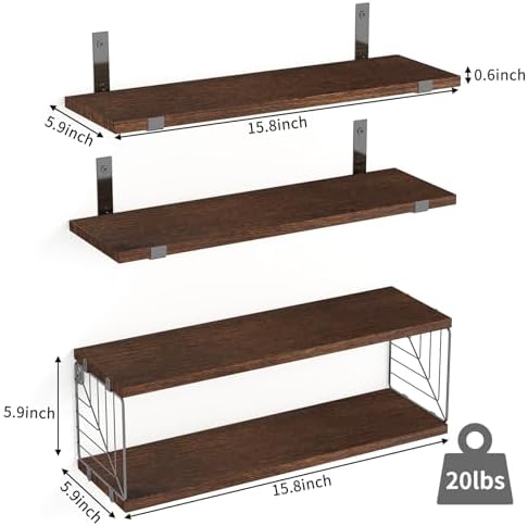 Fixwal 31 Tier Floating Shelves Over Toilet Dark Brown