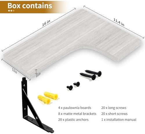 ROMGUAR CRAFT Corner Floating Shelves Set of 4 White