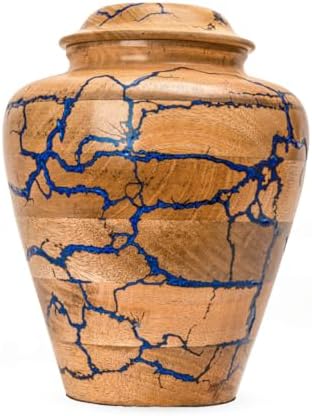 S J HANDICRAFTS Large Wooden Urn for Cremation Ashes