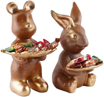 SILKBYTE Golden Rabbit Decorative Showpiece Pair