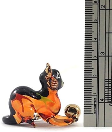 Tiny 2 Inch Black Brown Crouching Cat Figurine