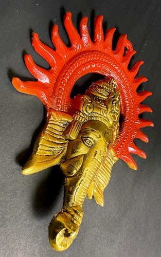 Ganesha Wall Hanging Decor 8 Inch Brass Temple Sculpture
