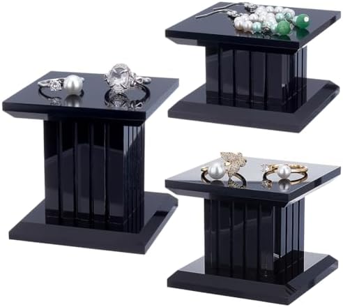 BENECREAT 3Pcs Square Acrylic Jewelry Display Riser