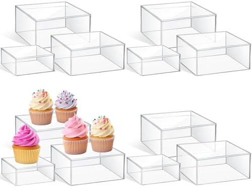 Jerify 12 Pcs Acrylic Risers for Buffet Display