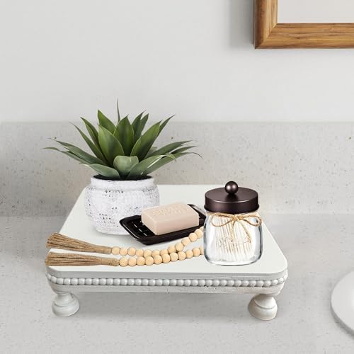 Farmhouse Display Wood Riser with Beaded Pedestal Stand