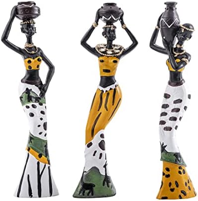 Galiyen 3 Pack African Tribal Lady Figurines Home Decor